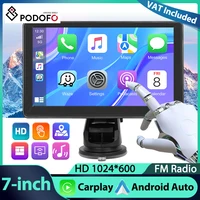 Podofo Lecteur multimédia intelligent 7'' pour voiture avec Carplay, Android Auto, Aiplay, Android Cast, Bluetooth, égaliseur sonore, moniteur de tableau de bord, AUX Audio, FM 1
