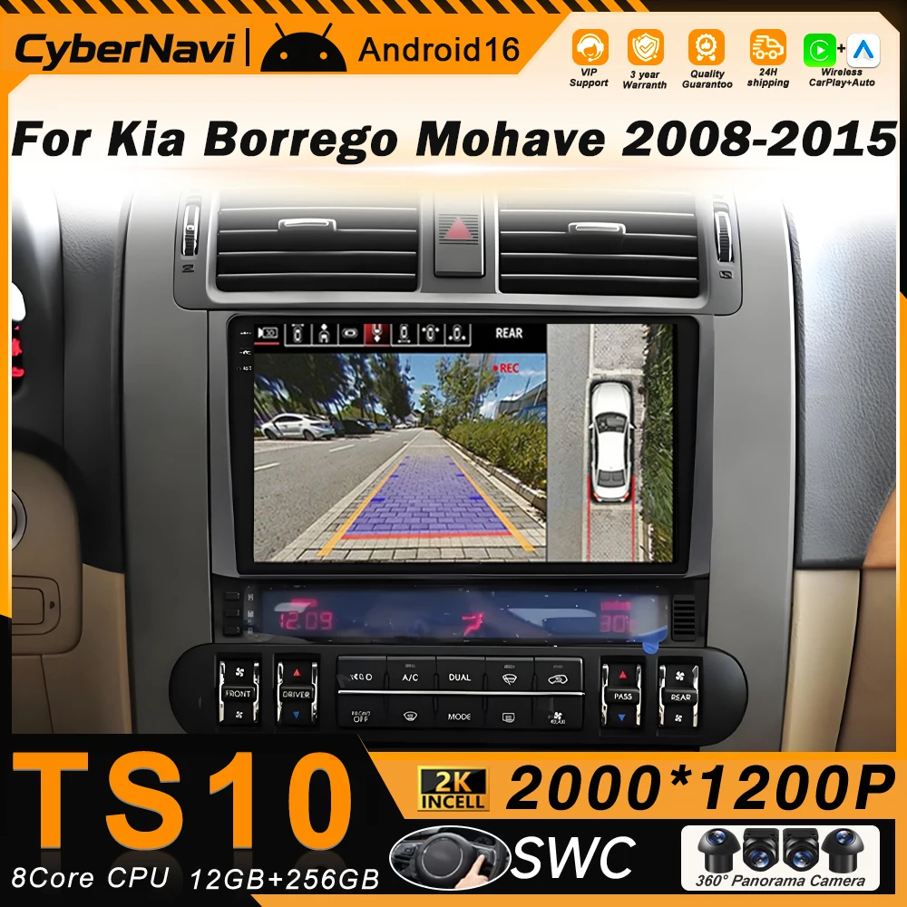 

Carplay Android 16 Navigation GPS Multimedia Player Stereo Car Radio For Kia Borrego Mohave 2008 2009 - 2015 WiF+4G 360Camera BT