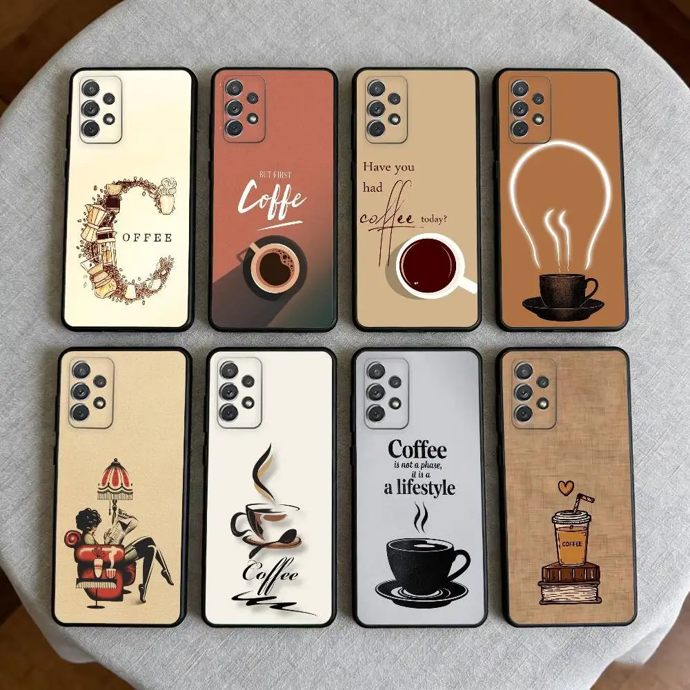 

C-Coffee T-Time-ME Phone Case For Samsung Galaxy A73,A72,A71,A70,A53,A52,A51,Soft Silicone Black Cover