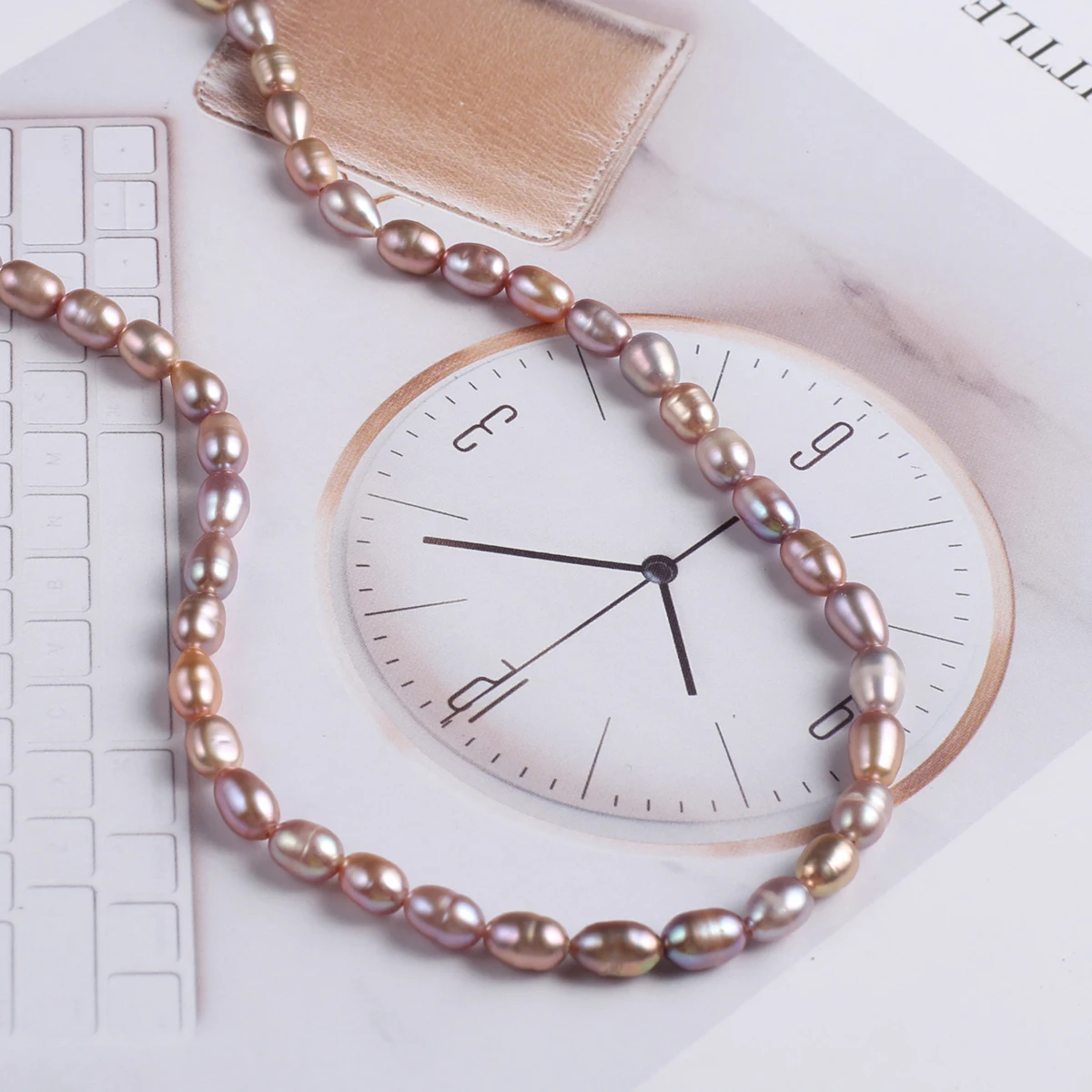 Natural Pearl Rice Shaped Beads Exquisite Shape Elegant Appearance for DIY Jewelry Making Handmade Bracelet Necklace Length 36cm