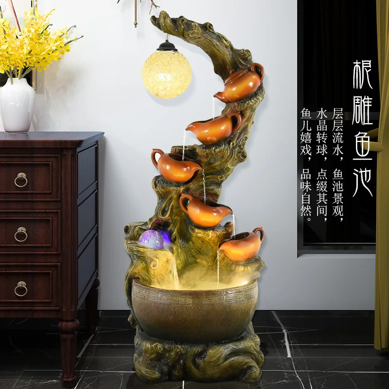 

Chinese living room flowing water fountain bonsai decoration office lucky feng shui wheel rockery humidifier floor ornament