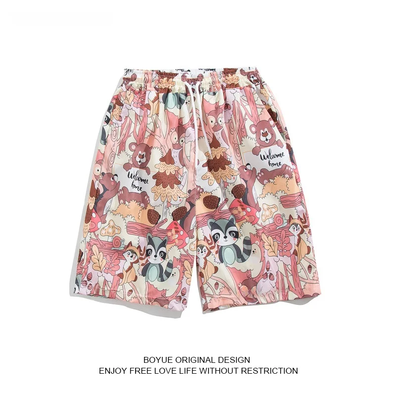 

Boyue Summer Cartoon Beach orts Men's Loose Five-Quarter Pants Home Comfortable Casual Trousers Youth Faion Sweatpants