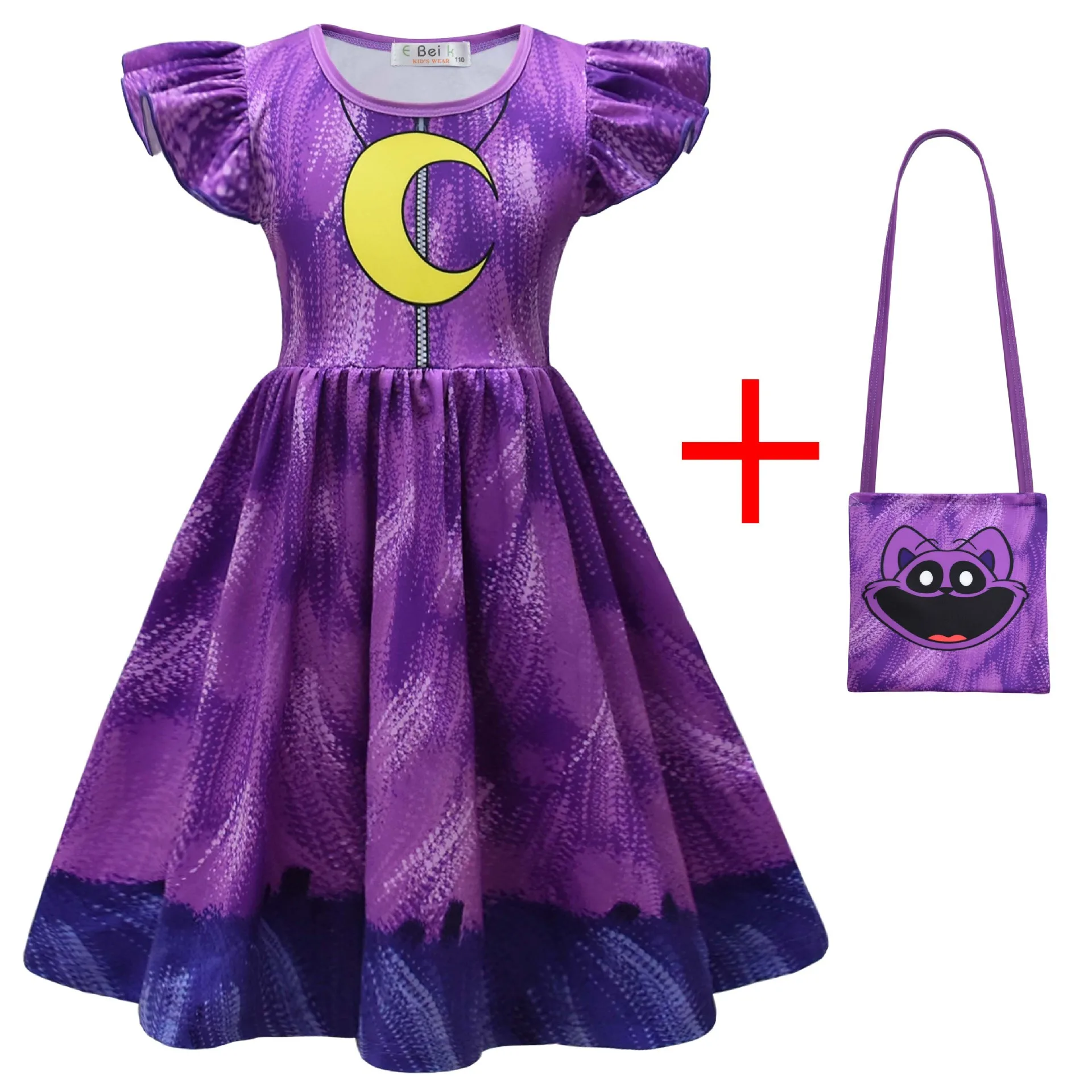 Girls Princess Dresses Smiling Critters Cosplay Kid Catnap Dogday Costume Mask Children Halloween Cartoon Vestidos Casual  Dress