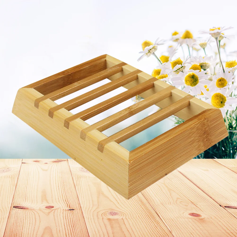 

Handmade Bamboo Soap Box Wooden Soap Dish Tray Drain Storage Organizer Rack for Bathroom Home Bamboo Storage Container