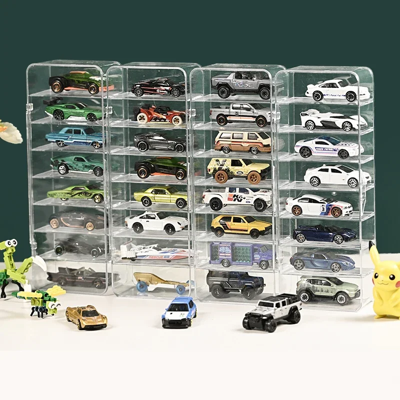 Transparent Acrylic Storage Box for 1:64 Diecast Car Model Hot Wheels Display Box Boys Toys Dustproof Educational Birthday Gift