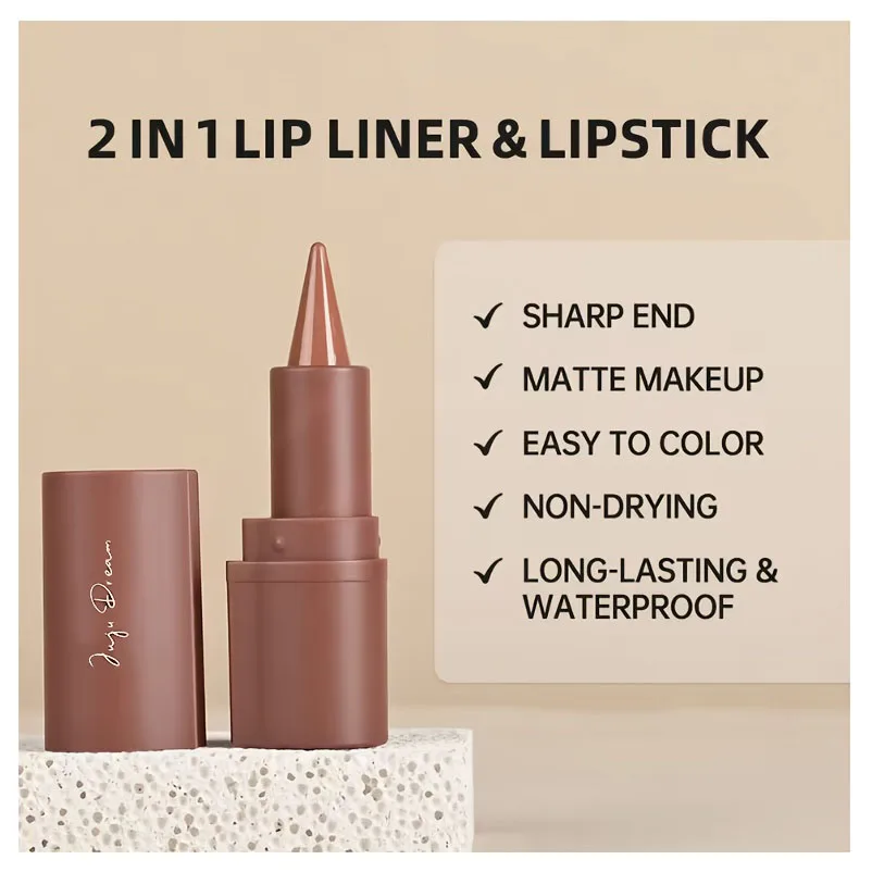 مدبب التدرج الشفاه بطانة ماتي الأسود براون المخملية أحمر الشفاه مقاوم للماء غير لزجة الكنتوري تينت قلم تحديد الشفاه تلوين الشفاه ماكياج #6