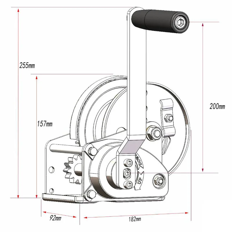 304 Stainless Steel Manual Hand Winch Bidirectional Self-Locking 4.25:1 Gear Ratio Heavy Duty 1200LBS Lifting Hoist