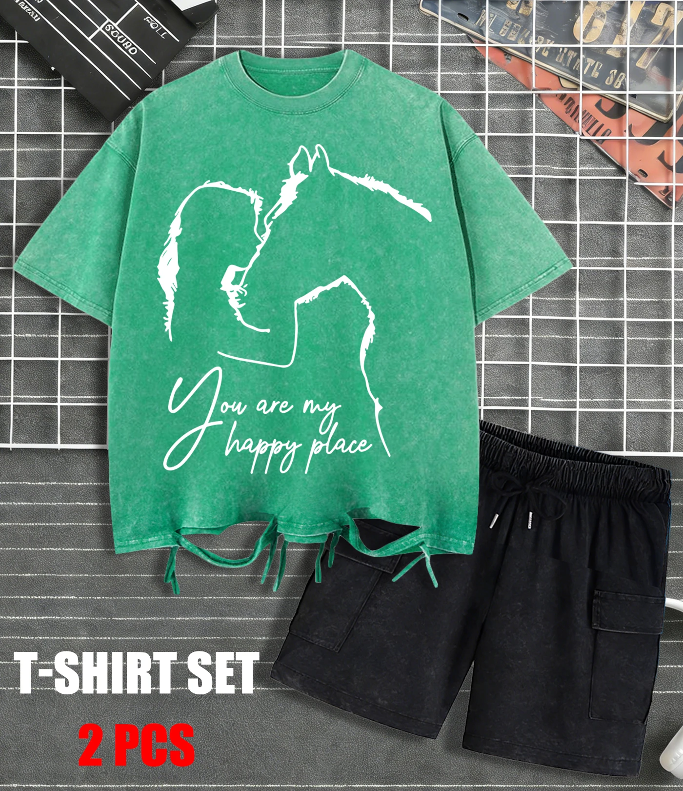 

Your Are My Happy Plans Design Snow Wash Man Tee Shirts Summer Cotton Shorts Washed Sportsuit Unisex Loose O-Neck Clothing