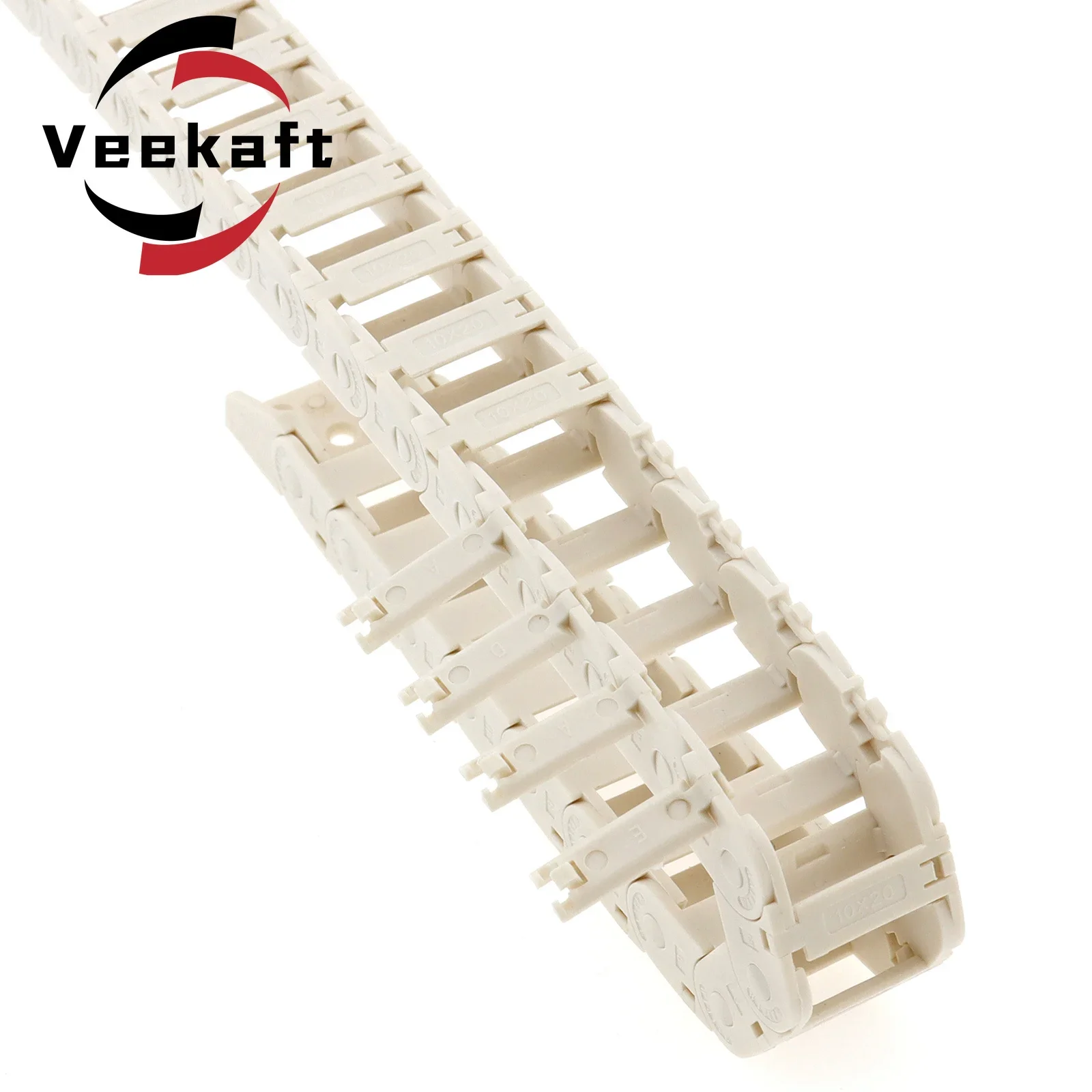 PA66 biały mostek łańcuchowy typu otwartego 10x11 10x15 10x20 10x30 -1m długość uchwyt kablowy ze złączem do drukarek CNC 3D Voron