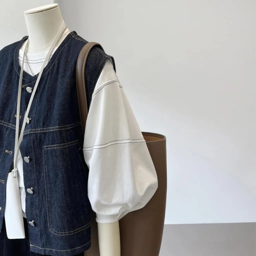 

Petite Women's Short Cardigan Denim Vest Jacket Guangzhou Thirteen Lines High-Quality Spring/Summer Layering Outerwear