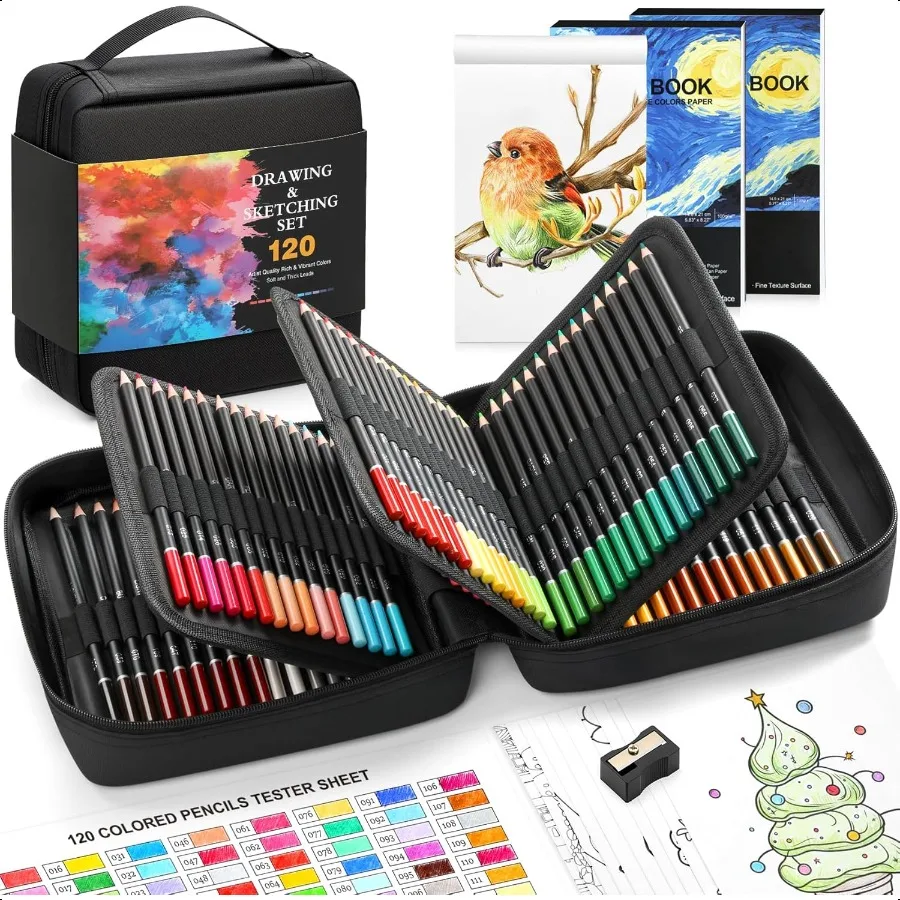 

120 Pack Colored Pencils for Adult Coloring Books Soft Core Oil Based Color Pencils with Sketch Book Color Book Art plies with