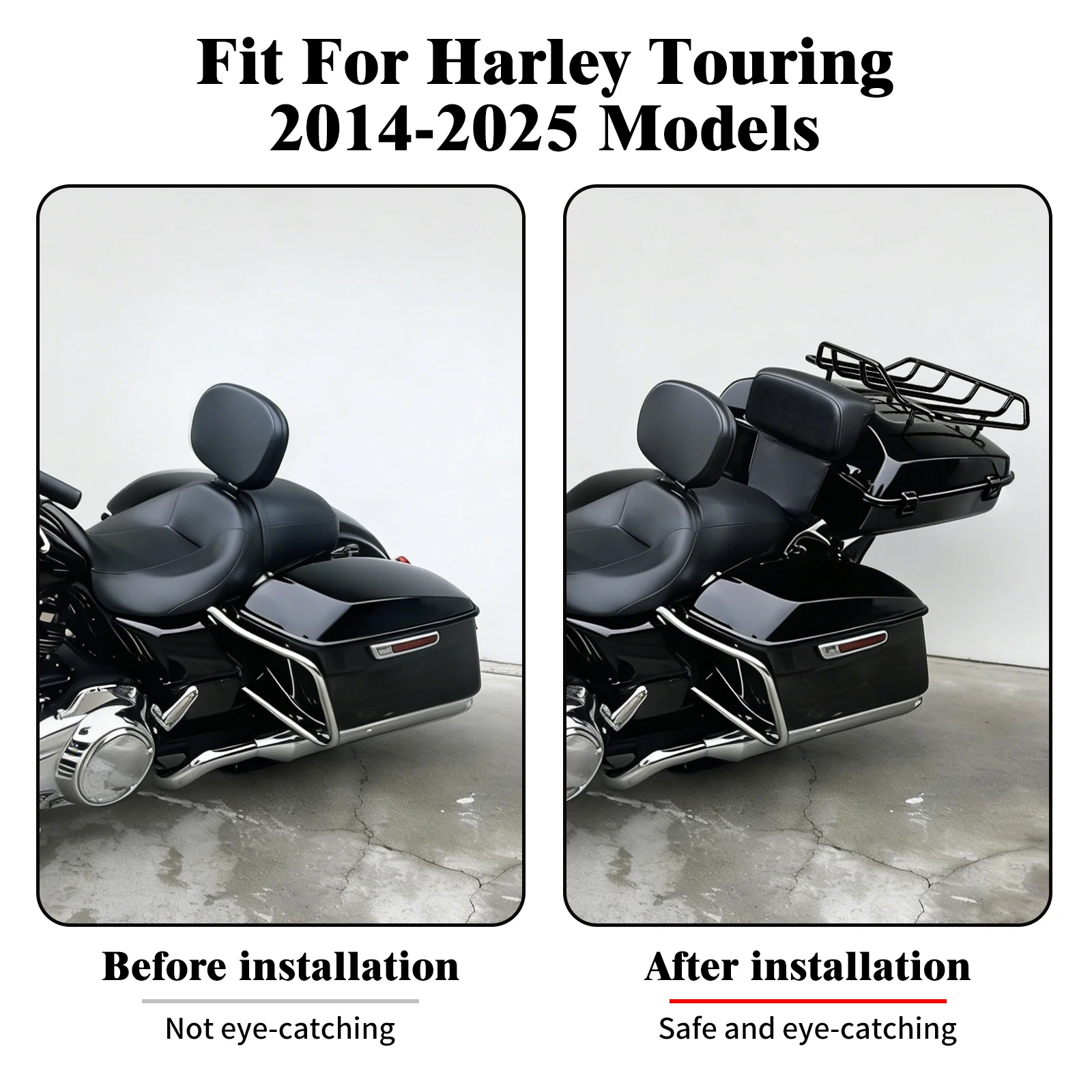 Motorcycle Razor Luggage Trunk 7.5 Inch Mount Rack Backrest Docking Hardware Kit For Harley Touring Street Electra Glide 14-2025