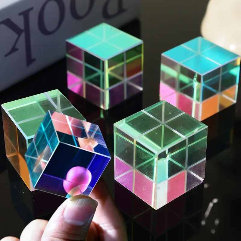 X-cube Dichroic Cube Glass Design Cube Prism Trichroic Combiner Splitter Educational Gift Class Physics Toy Spectrum Prisms