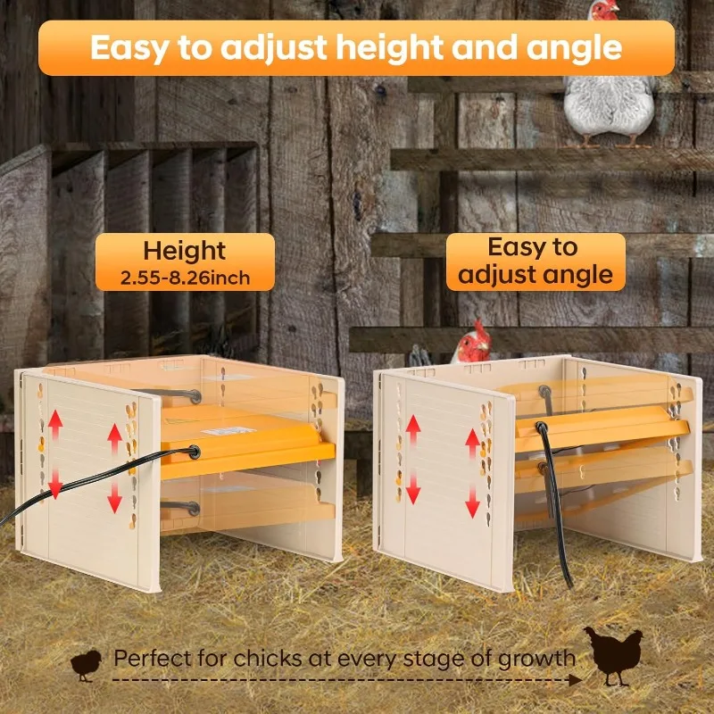 Brooder Plate for Chicks, 25W Heat Plate with Temperature Control, 9.76" x 9.76" Brooder Heater Adjustable Height and Angle, Chi