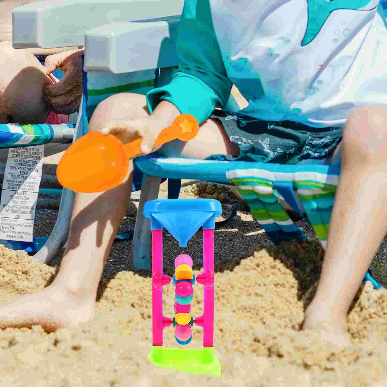 Giocattolo da tavolo da spiaggia con clessidra, imbuto per setacciatura d'acqua e sabbia, per bambini, giocattoli in plastica per bambini