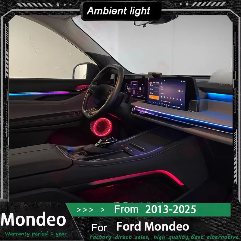 For Ford Edge 2023-2025 64Colours LED Ambient Light Decorative Atmosphere  Screen/APP Control Through Central LED Strips