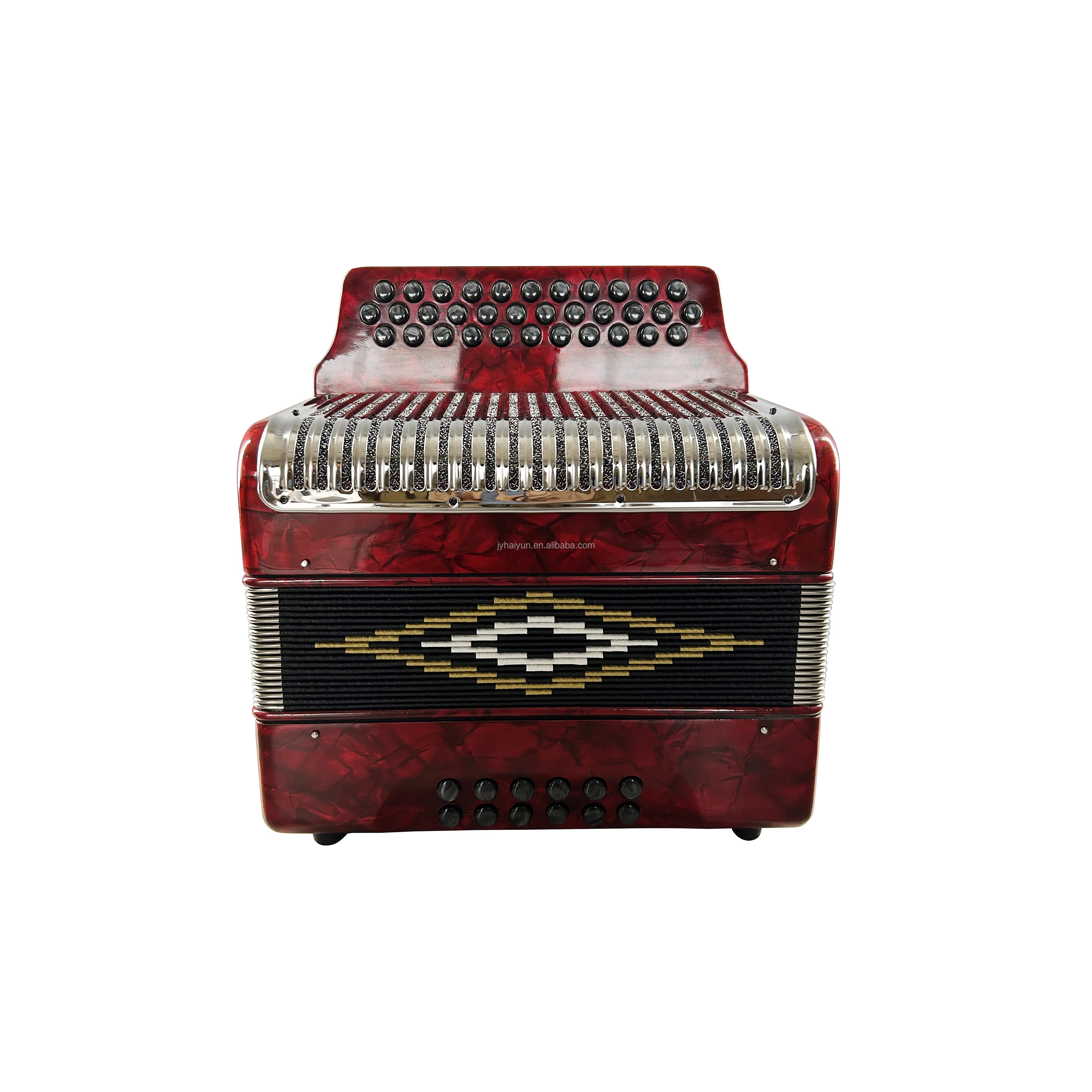 

Professional 34-Button 12-Bass Diatonic Accordion High Quality JB3412 Red Color For Student Instrument