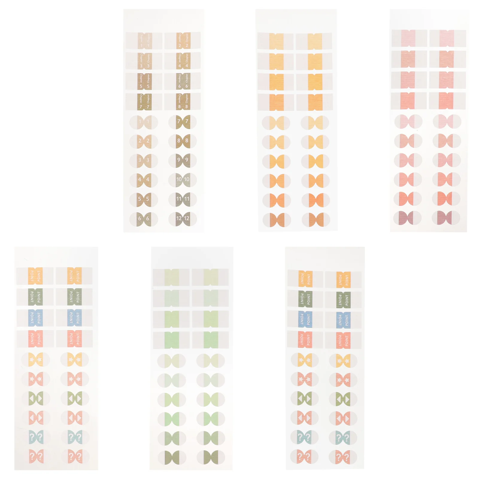 

6pcs Colored Index Tabs Sticky Bookmarks Highlighters Transparent Reading Markers Adhesive Strips Page Markers Color