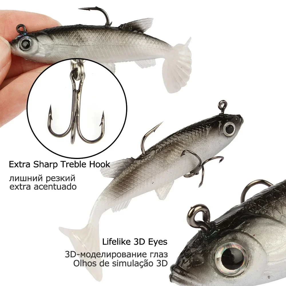 8.5cm/13g Road Sub Simulation Small White Stripe Soft Bait Black Backed Submerged Lead Fish Backfin Three Hook