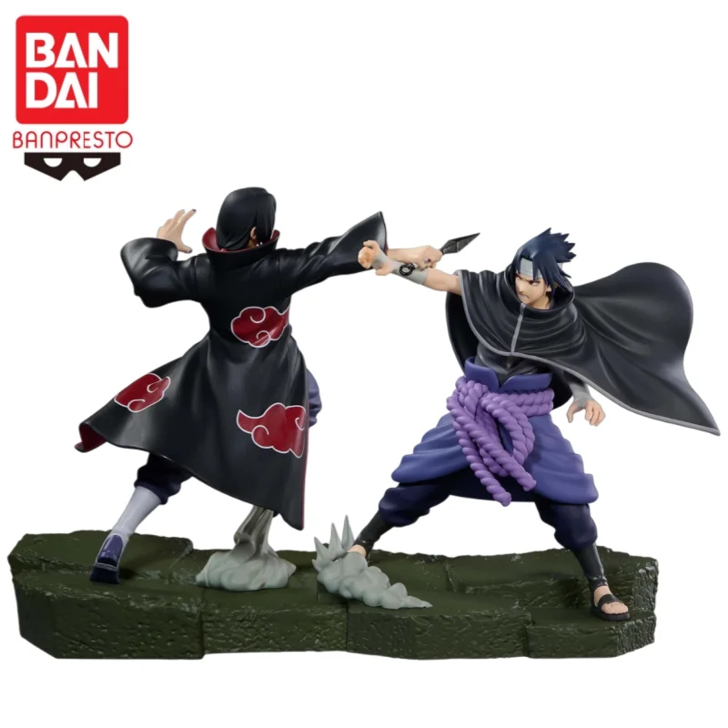 En Stock, Original de Bandai BANPRESTO, Naruto Shippuden, Combinación de Figuras de Batalla Uchiha Sasuke y Uchiha Itachi, Modelo de Anime, Juguete