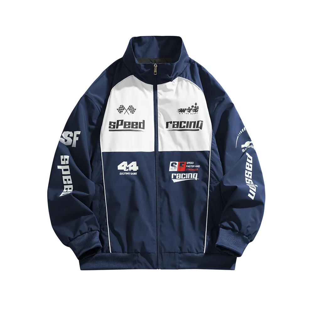 

Men's Stand-Collar Pilot Jacket New Design with Letter Print and Colour-Blocking Stylish Outerwear Trendy Fashion Menswear