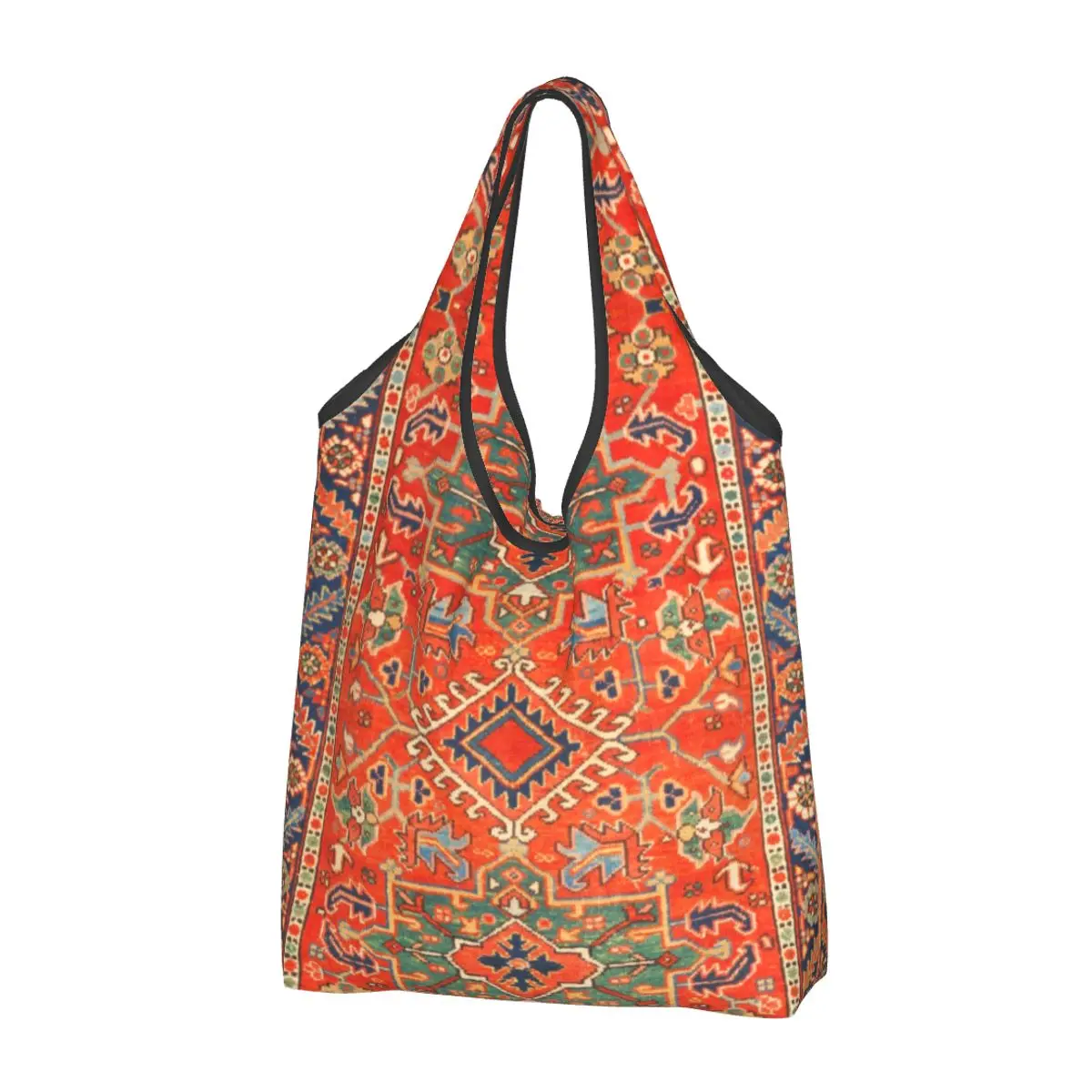 Custom Karadaja Persian Rug Groceries Shopping Bags Shopper Tote Shoulder Bags Large Vintage Turkish Ethnic Kilim Handbag