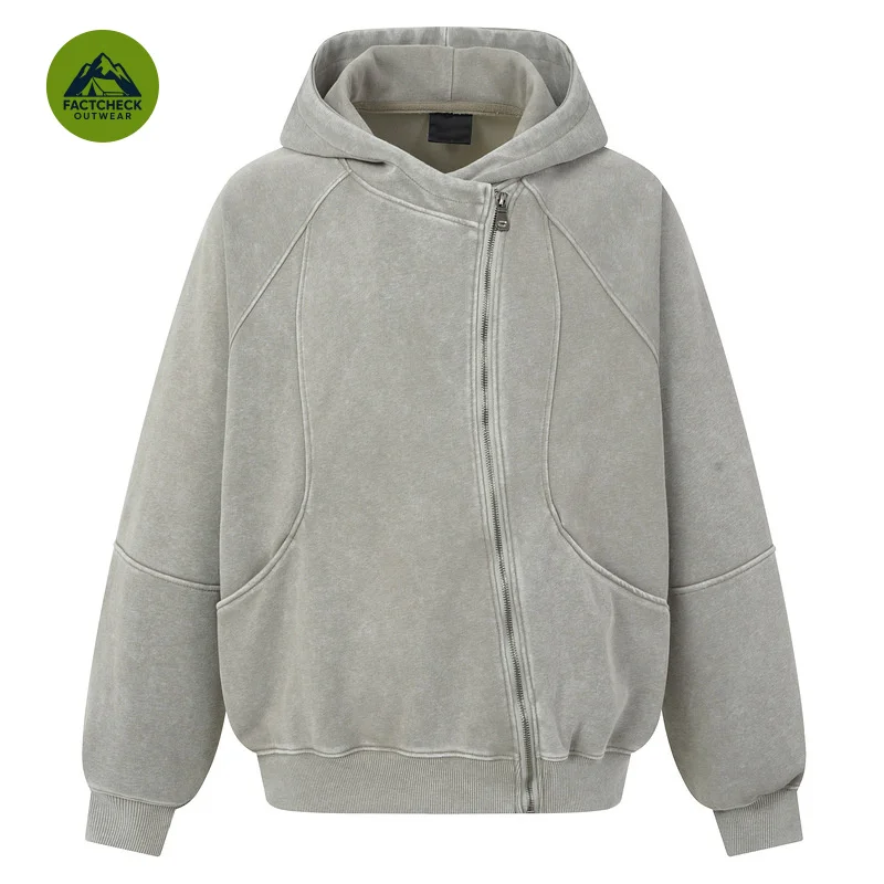 FACTCHECK EU US Size Luxury Quality Zip Up Hoodie Jacket Autumn Winter Contrasting Stitching Loose Fit Dropped Shoulders Hoodie