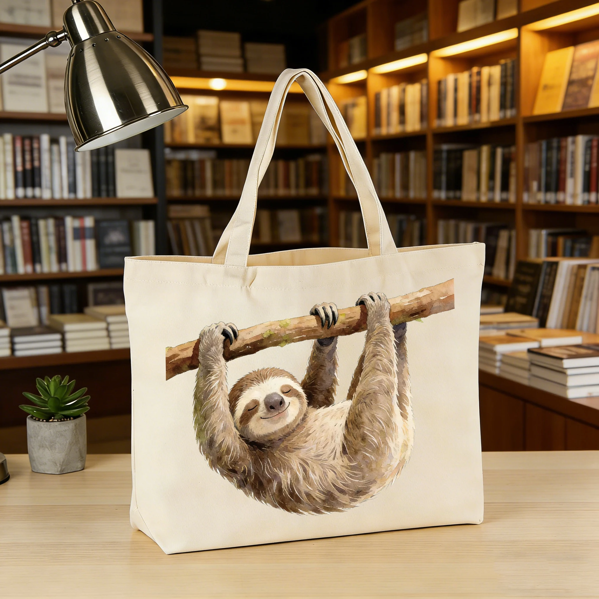 

1 шт. холщовая сумка с элементом ленивца, простая и большая вместительная холщовая сумка на одно плечо, портативная и экологически чистая холщовая сумка