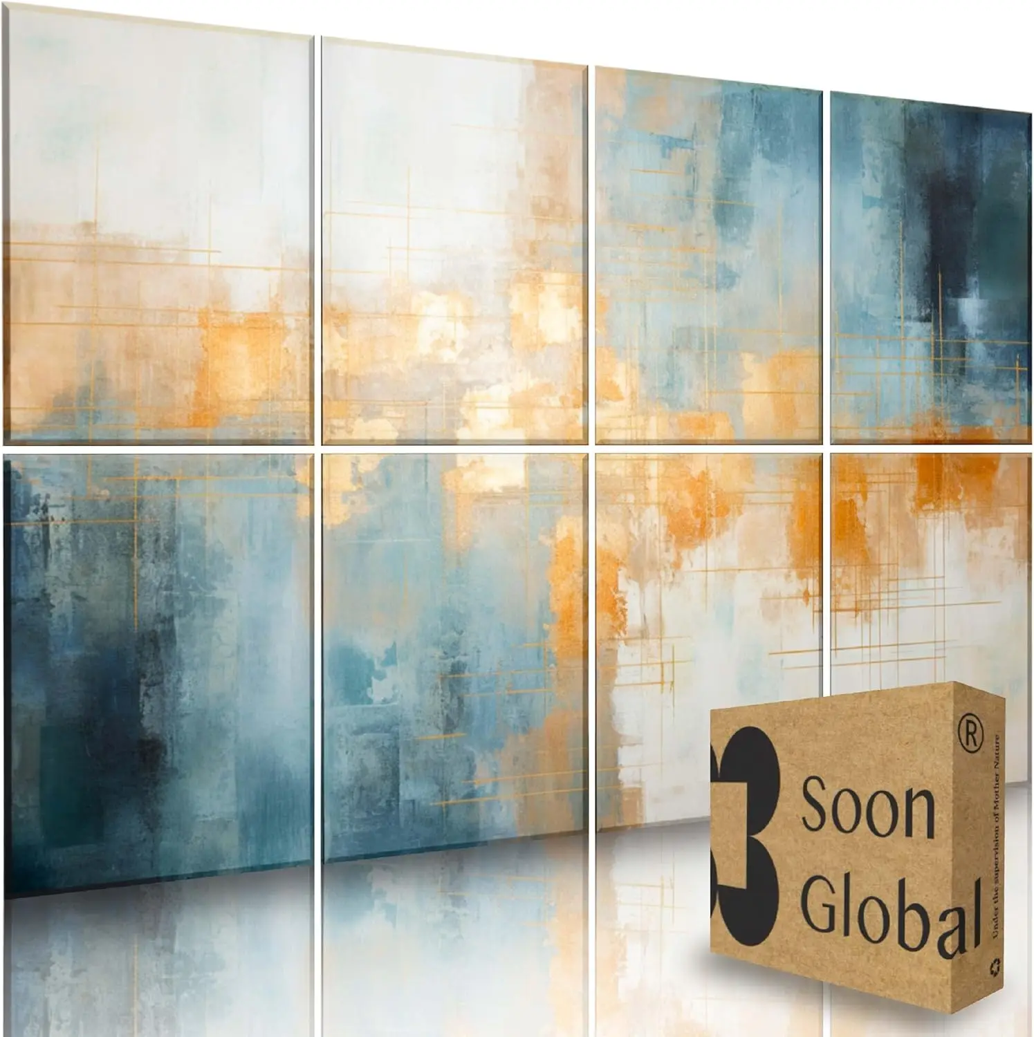 

Набор из 8 акустических панелей Teal Aura, 48x32 дюйма, звукопоглощающие, для снижения шума