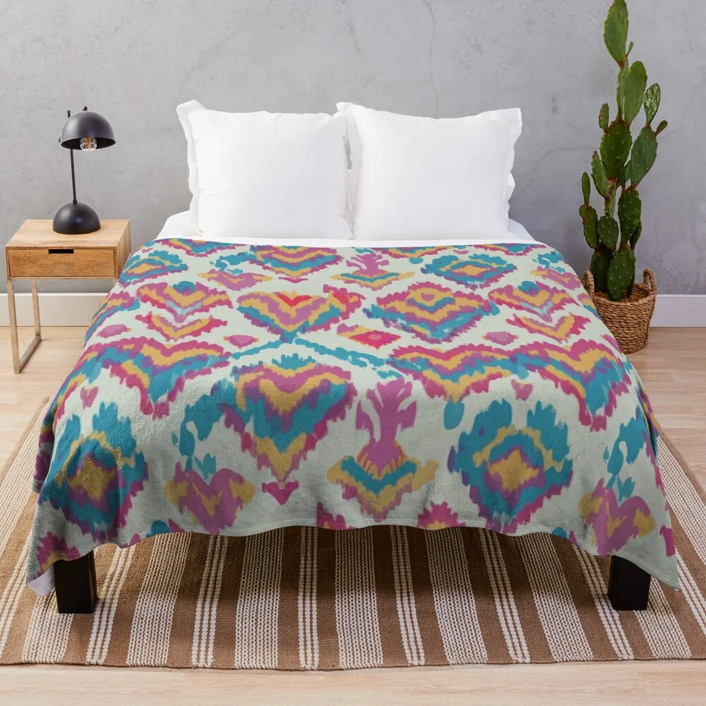 

Colorful Heart Motif Ikat Pattern Throw Blanket Winter beds christmas gifts Stuffeds Camping Blankets