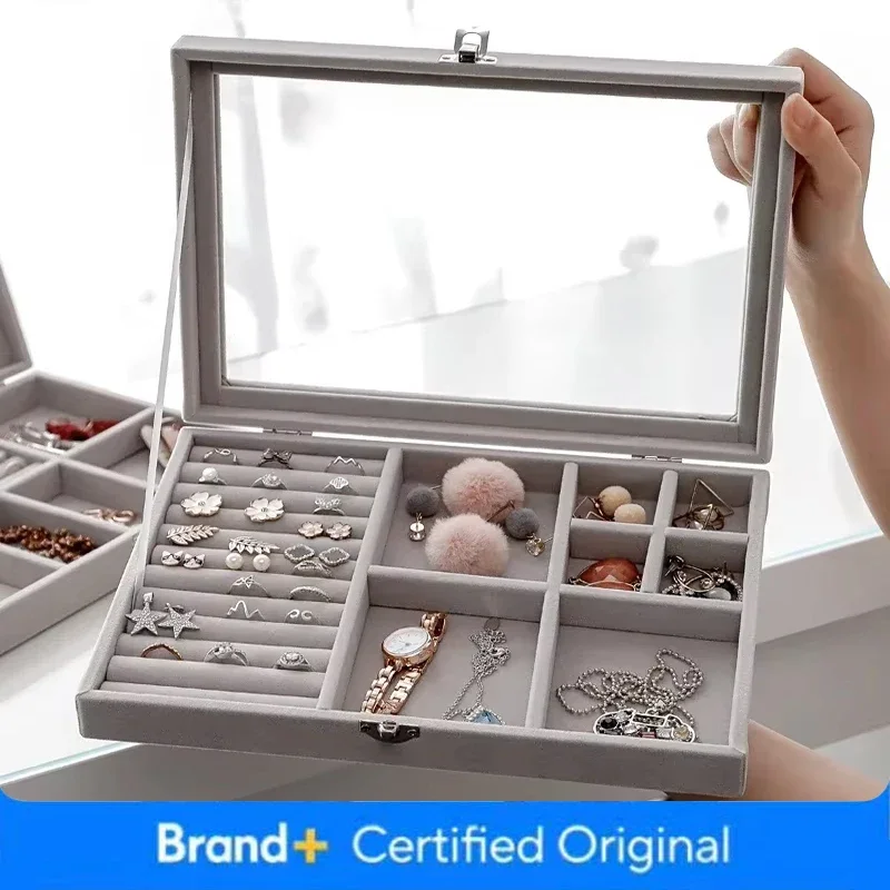 

Hot Sales Fashion Portable Velvet Jewelry Ring Jewelry Display Organizer Box Tray Holder Earring Jewelry Storage Case Showcase