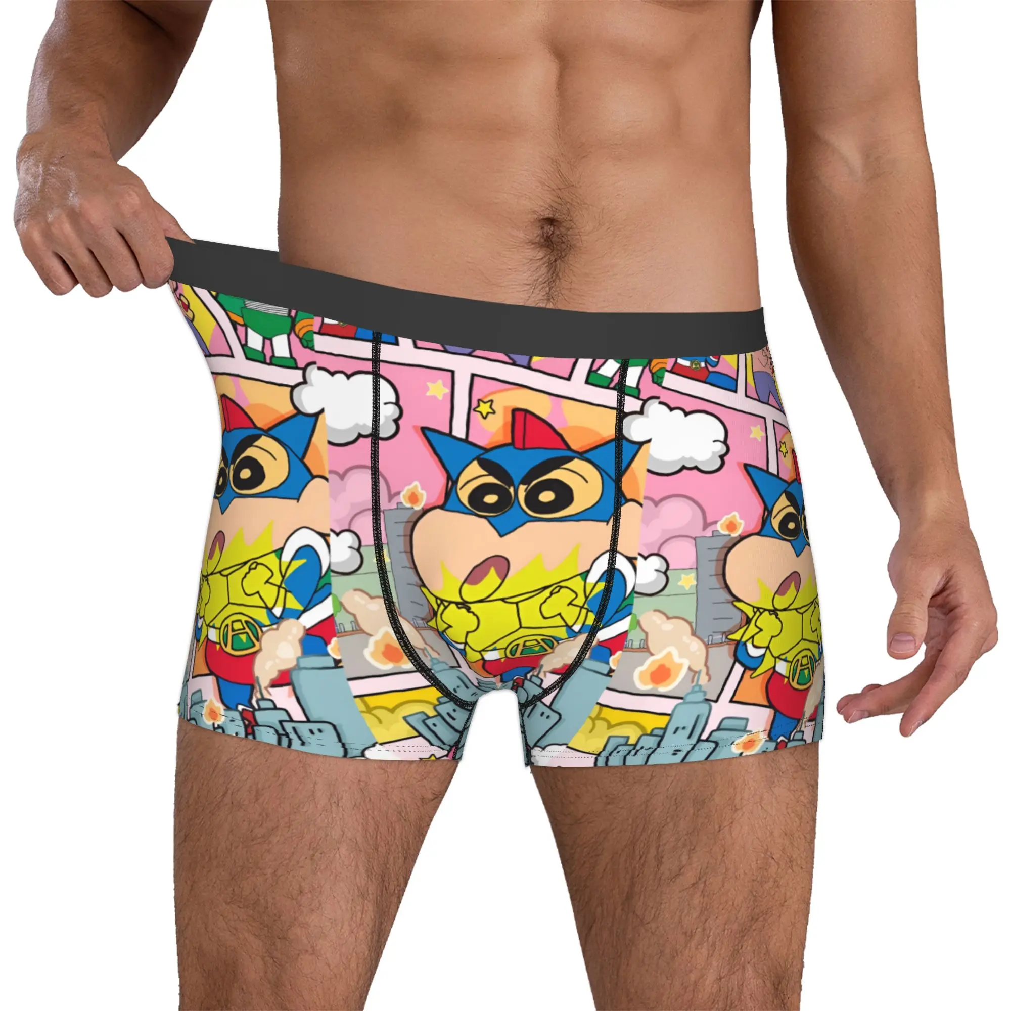 Ropa interior personalizada de moda masculina C-Crayones Shin-chanes, calzoncillos tipo bóxer de anime, pantalones cortos elásticos, calzoncillos