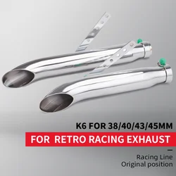 High Quality Motorcycle Exhaust Muffler Retro Vintage Classic Electroplating for Racer Bobber Chopper Custom K6 38/40/43/45mm
