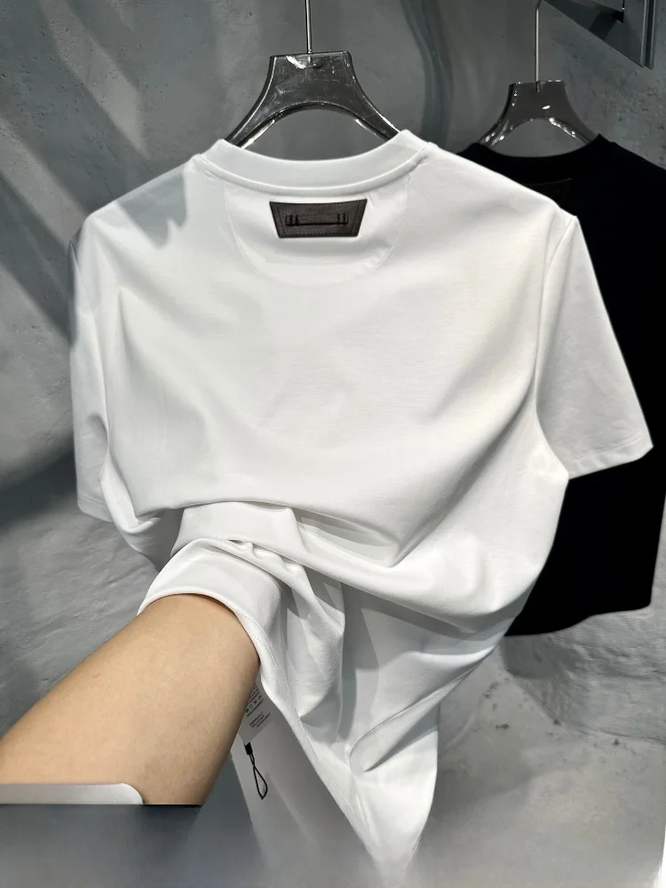 

High-End 00S2 Cotton ort Sve Men's T-irt Comfortable Skin-Friendly Soft Summer Youth Faion round Ne Pure Color