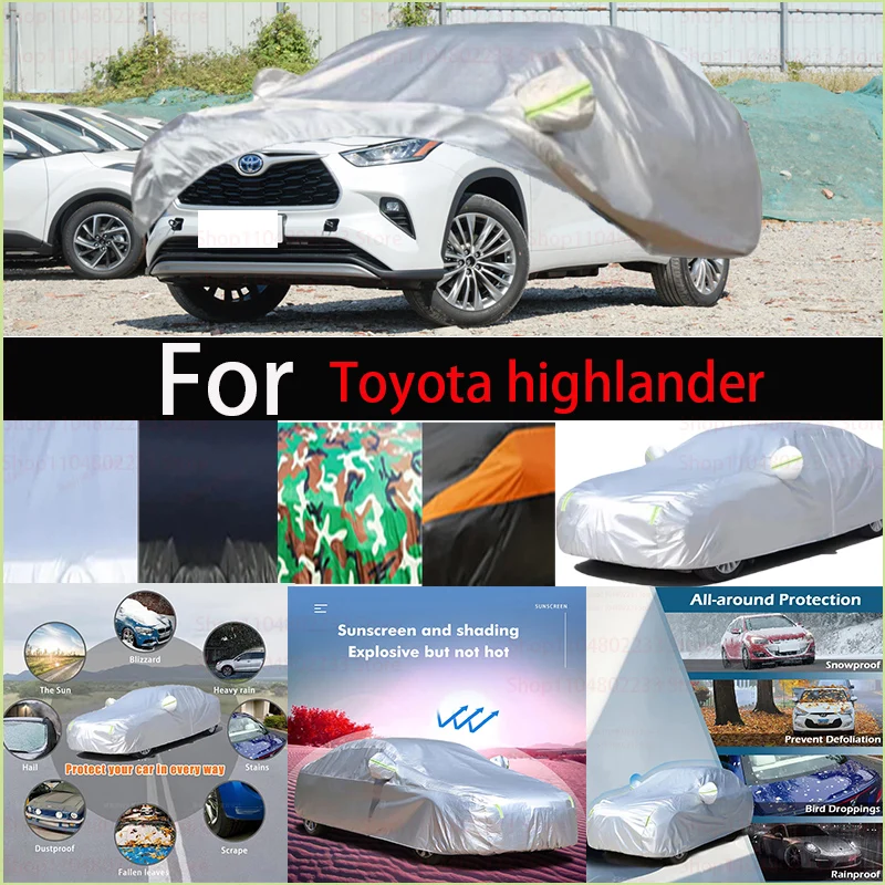 

Ветрозащитный автомобильный чехол со светоотражающей полосой, автоматический анти-УФ-солнце, дождь, снег, пыль, краска, защитный чехол для Toyota Highlander