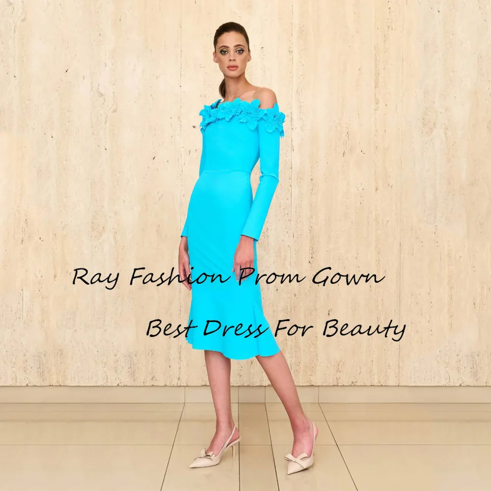 Ray Fashion Mermaid Evening Dress Strapless With Off Shoulder Handmade Flowers For Women Formal Occasion Party Gowns فساتين سهرة