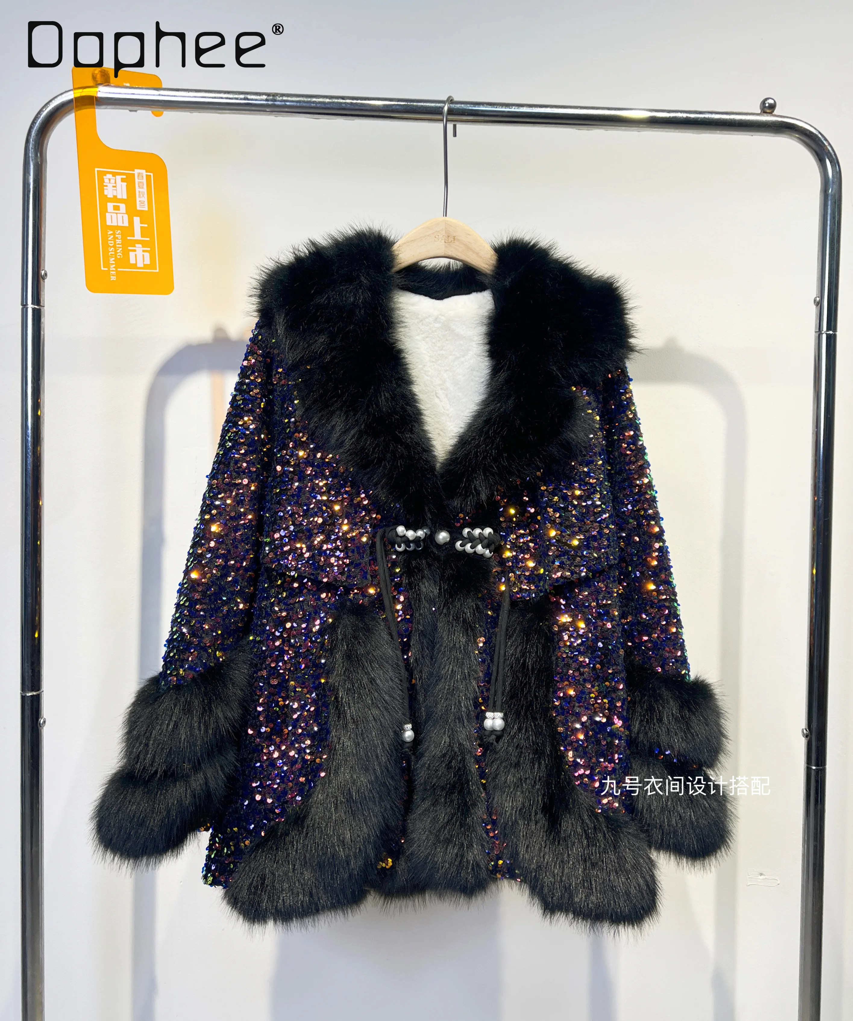 2025 شتاء جديد فاخر الثقيلة الترتر ريكس الأرنب الفراء الدافئة فضفاضة سميكة الأوروبية المنك معطف العلامة التجارية العصرية فو الفراء معطف #3