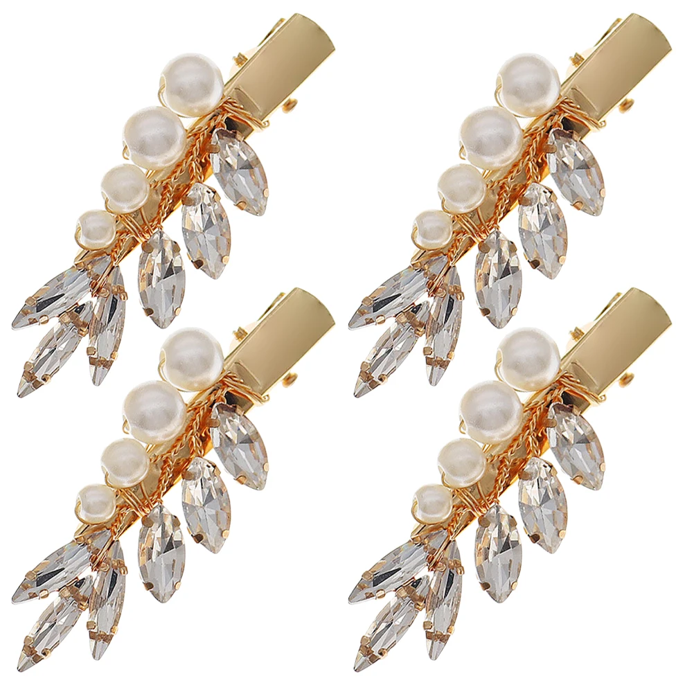 

4Pcs Duckbill Clips Accessories for Styling Hair Styling Accessories Rhinestone Pearl Metal Alloy Wedding Party Prom Hairpieces