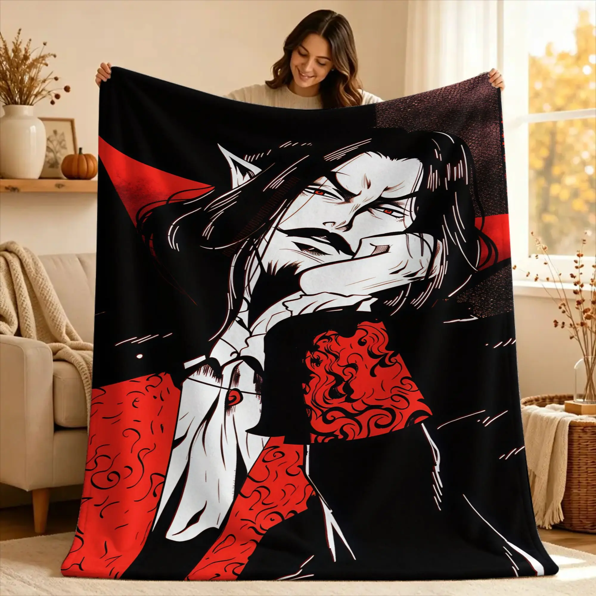 C-Castlevania Alucard Blanket  Super Soft Street Trend Bedding Throws For Outdoor Airplane Travel Flannel Bedspread Bed Cover