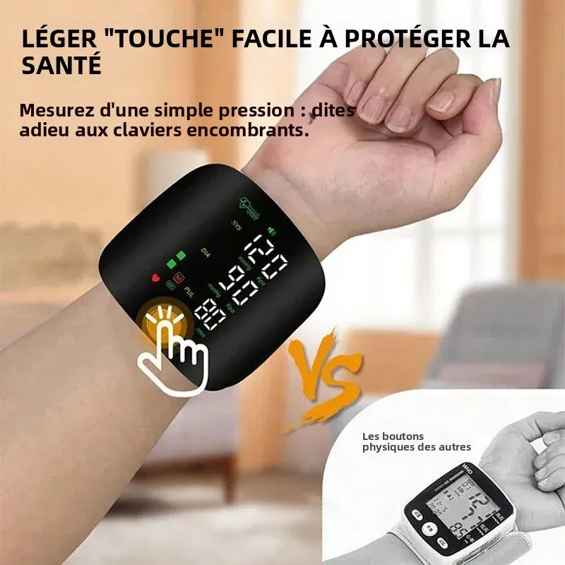 Tensiomètre de poignet rechargeable à écran, tonomètre, tensiomètre, sphygmomanomètre