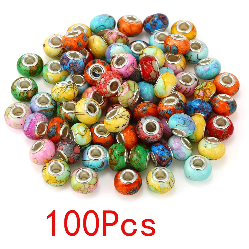 10/50/100Pcs/Lot Crystal Murano Glass Beads Charms Fit Brand Europe Bracelet Necklaces For Women Jewelry Mixed Random Delivery