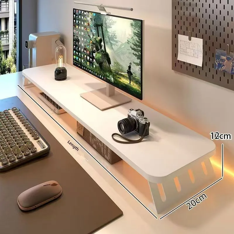 Desktop Computer Monitor Riser Stand Office Desk Organizer Storage Modern Minimalist Design No Drilling Required for Monitors