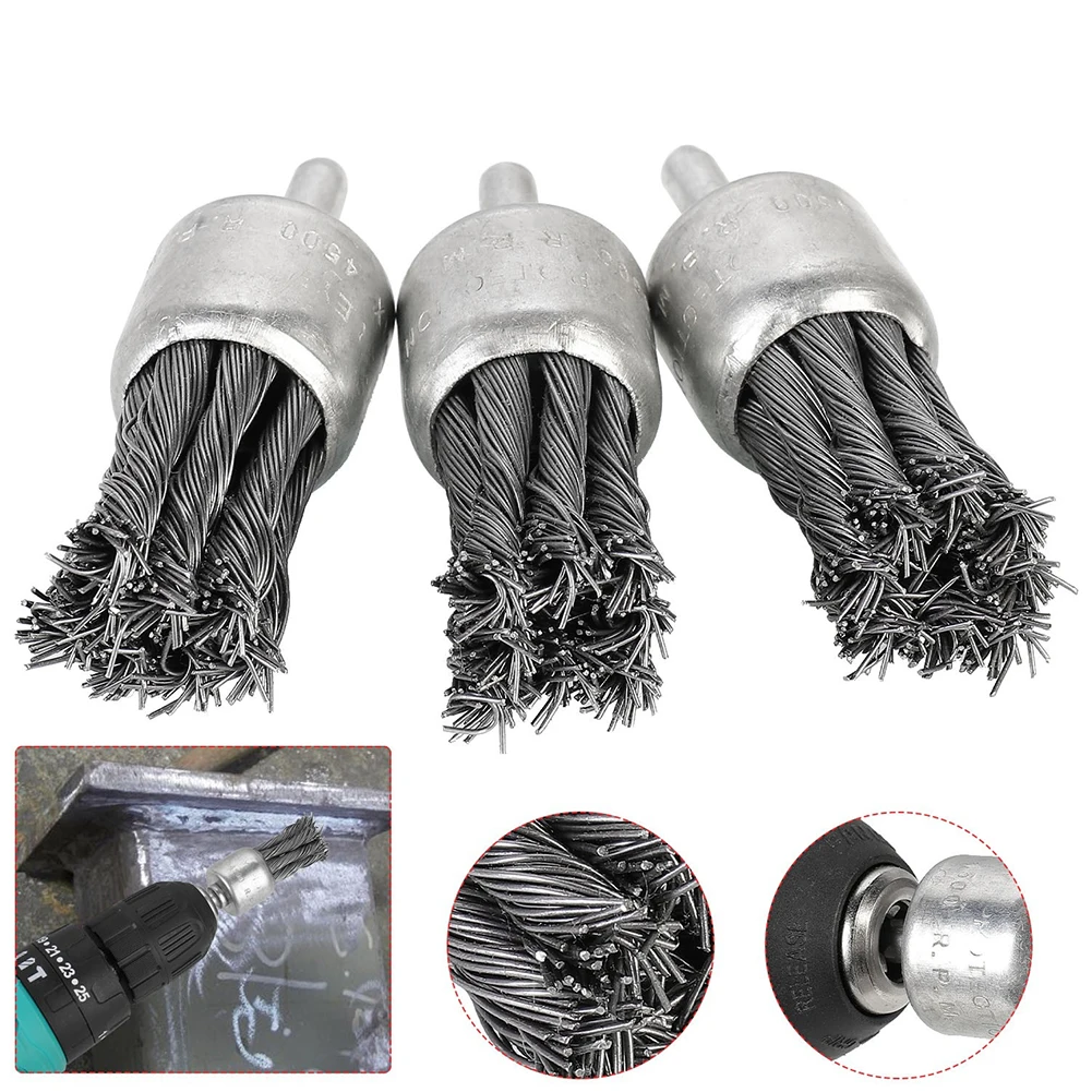 3pcs Rust Removal Polishing Tools Steel Wire Wheel Brushes Angle Grinder Gadget Rotary Tool Polishing Derusting Deburring