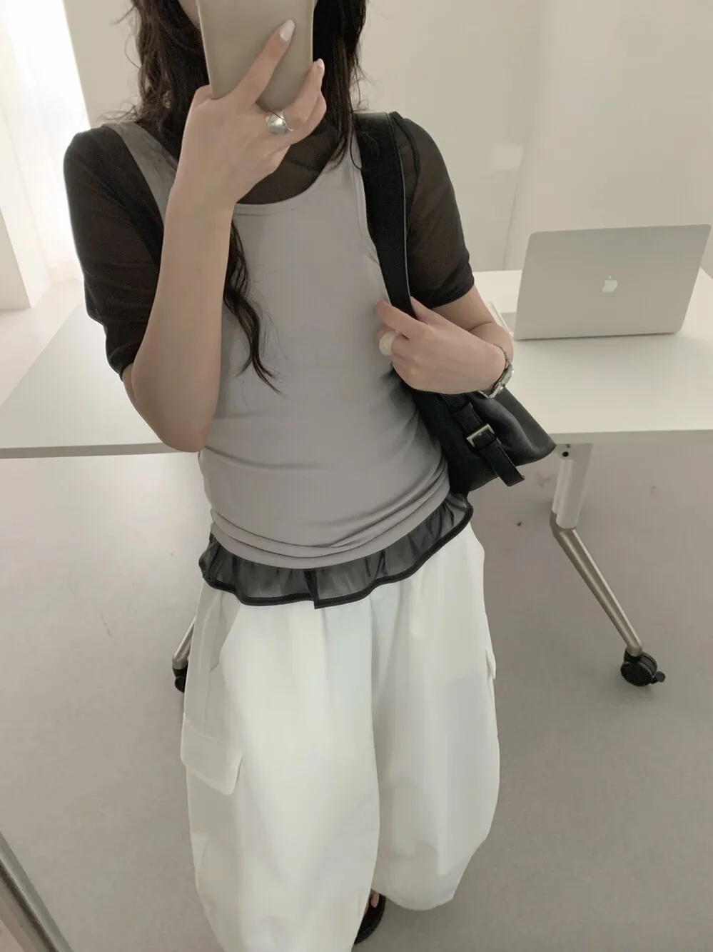 Slimming Effect Korean Style Layering Sleeveless Vest Seven Meter Lilian V3529 Commute Style Splice Patchwork Slim Fit