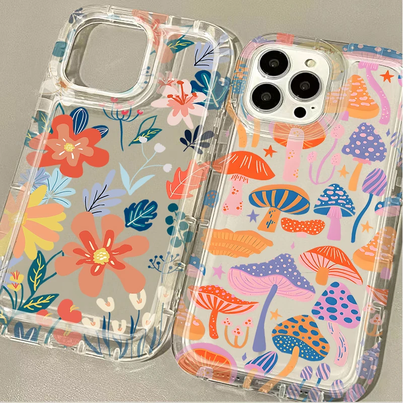 

Cartoon Beautiful Flowers Case For iPhone 16 15 14 13 12 11 Pro Max XS X XR 8 7 Plus SE 2020 Clear Shockproof Soft Silicone Etui