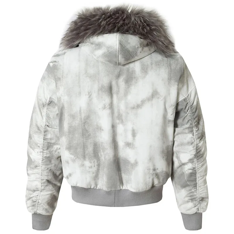 【Mirrordust】سترات شتوية للرجال بياقة من الفرو معاطف سترات دافئة سميكة عتيقة كبيرة الحجم هاراجوكو هيب هوب مبطنة ملابس خارجية