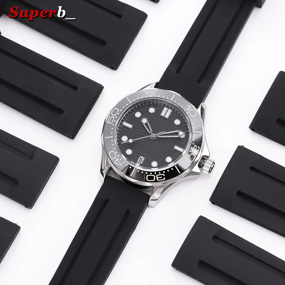 Soft Diving Waterproof Silicone Wrist Belt Bracelet 18mm 20mm 22mm Rubber Watch Strap 30mm 28mm 26mm 24mm Men's Sport Watchband