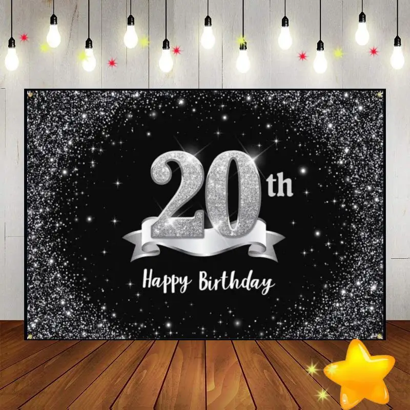 Happy 20th Birthday Golden Background Boy or Girl Game Photography Sweet Decoration Red Machine Banner Smash Cake Prince Balloon