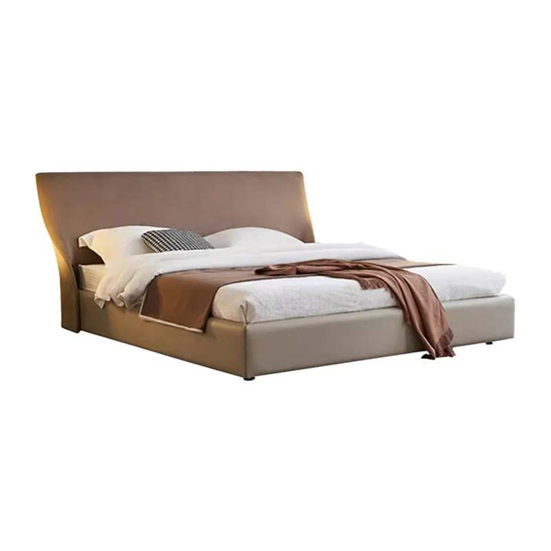 Haute couture series/Italian minimalist high-end matte cloth bed villa master bedroom double wedding bed 1.8 meters
