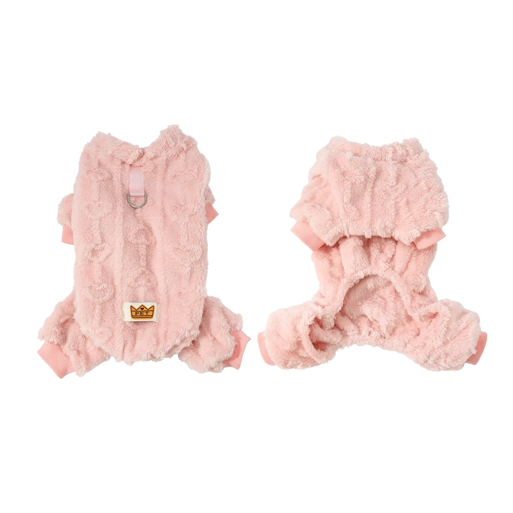 Warm Dog Clothes Soft Pet Jumpsuits For Small Medium Dogs Cats With D-ring Love Print Puppy Costume Teddy Chihuahua Pug Coat